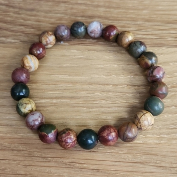 Picasso Jasper Bead Stretch Hand Crafted Bracelet - Picture 1 of 9